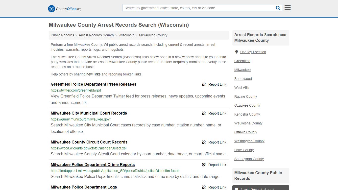 Arrest Records Search - Milwaukee County, WI (Arrests ...